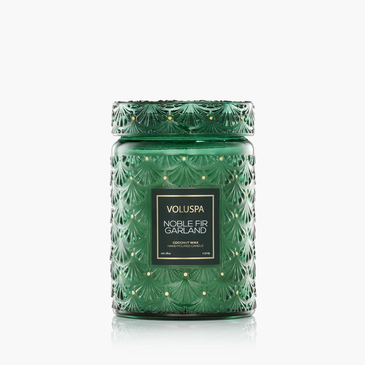 large jar candle | noble fir garland