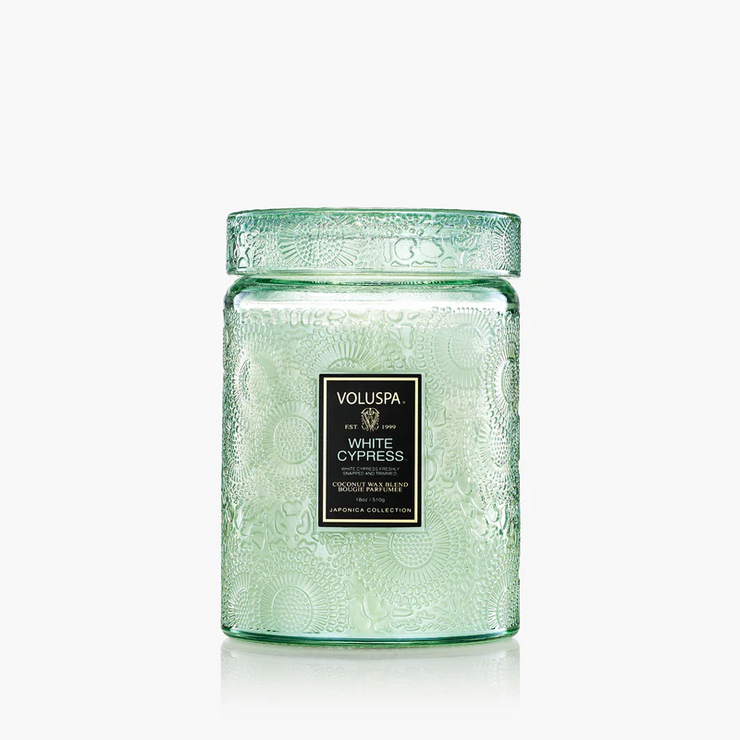 large jar candle | white cypress
