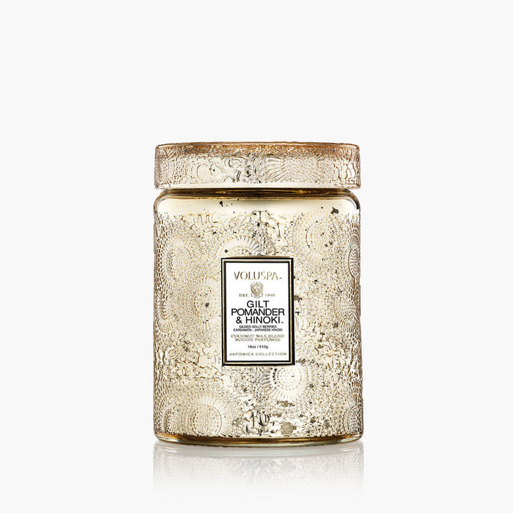 large jar candle | gilt pomander + hinoki