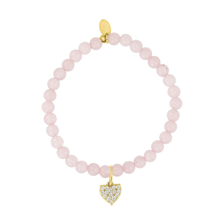 heart charm bracelet | rose quartz
