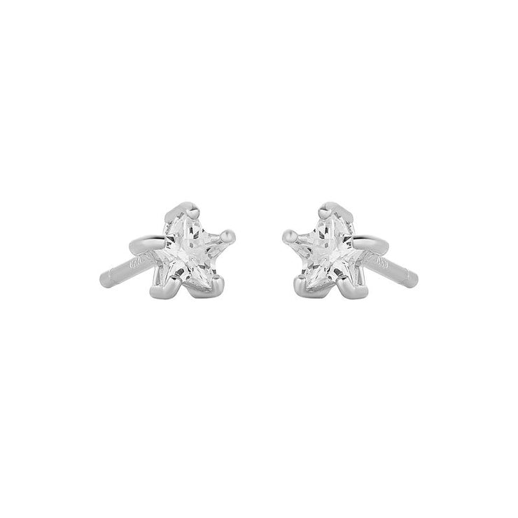 crystal star studs | silver