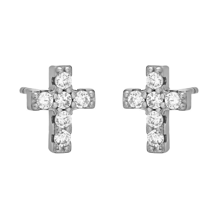 cross studs | silver