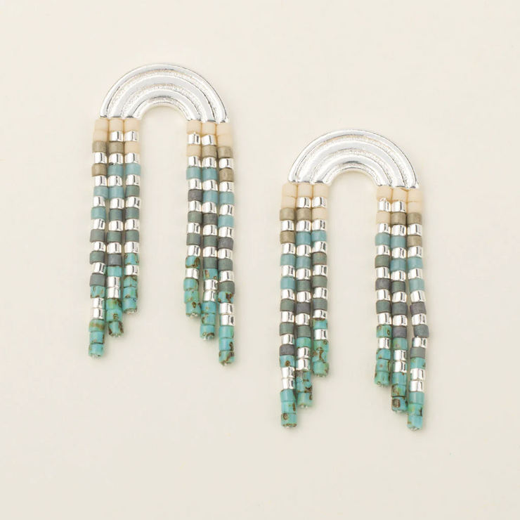 chromacolor miyuki rainbow fringe earrings