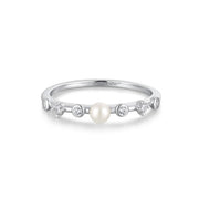 pearl cz bezel ring