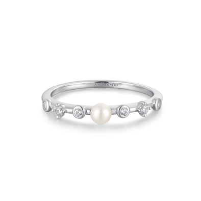 pearl cz bezel ring