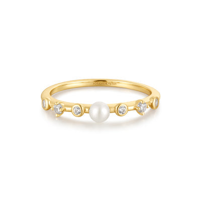 pearl cz bezel ring