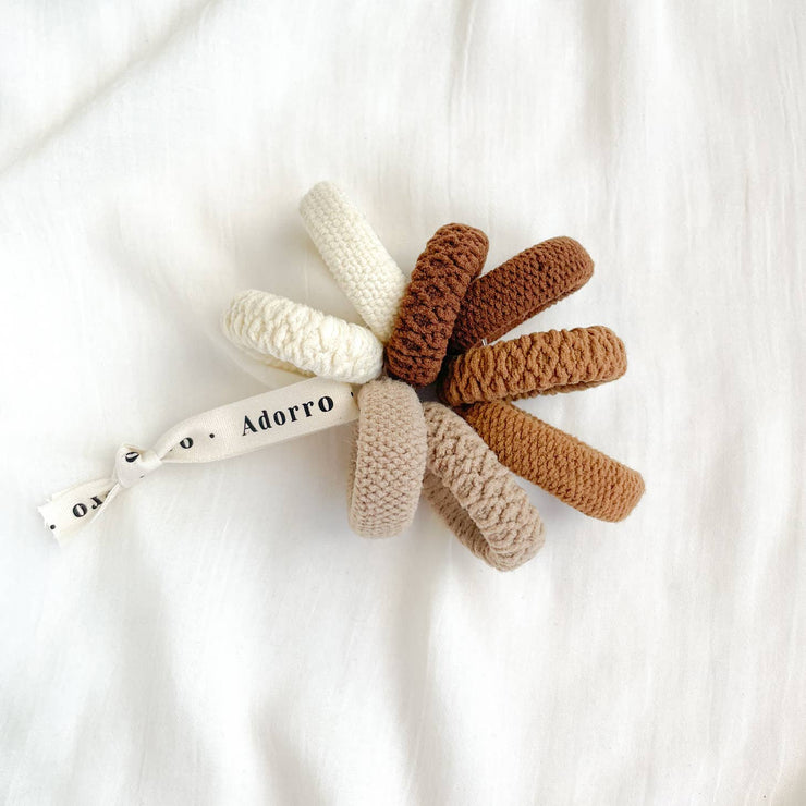 neutral textured seamless hair tie