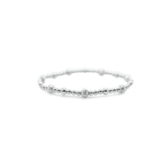 diamond cut + round beaded stretch bracelet