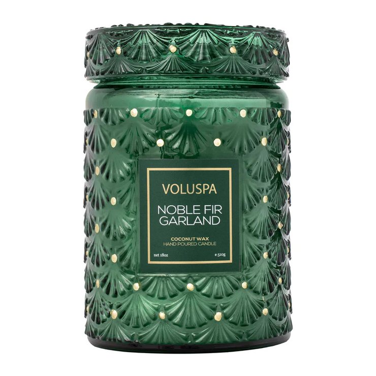 large jar candle | noble fir garland