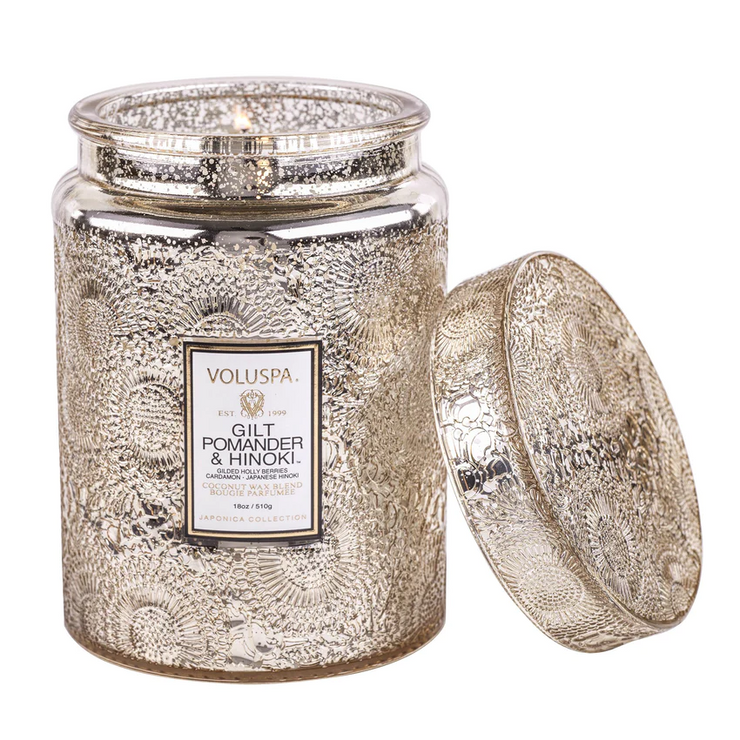 large jar candle | gilt pomander + hinoki