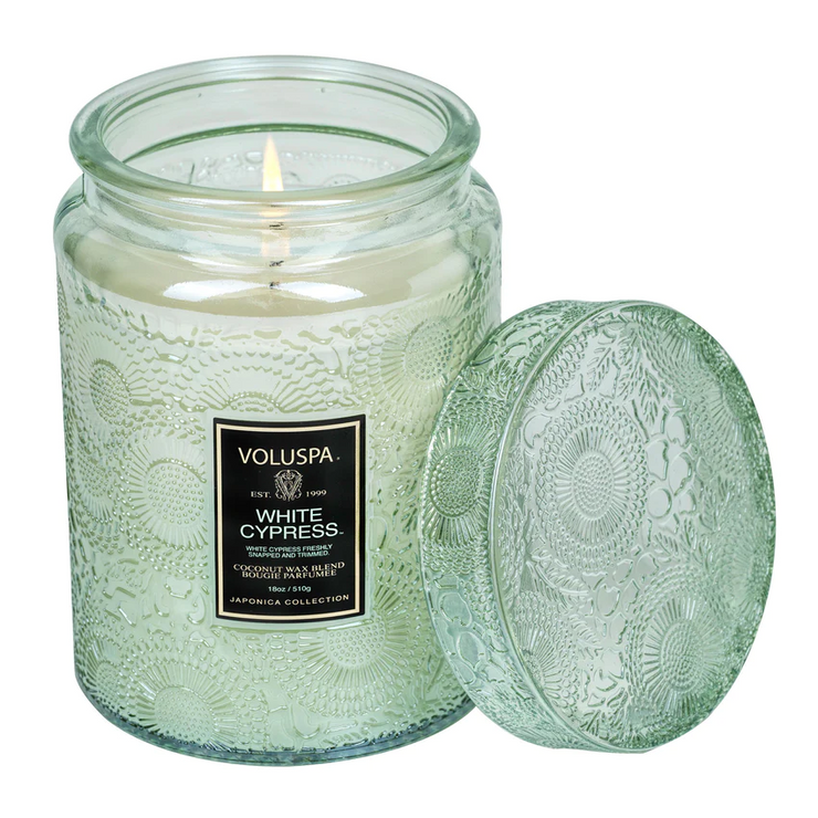 large jar candle | white cypress