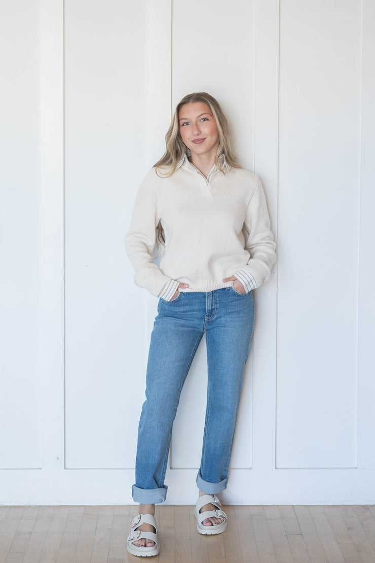 azra mixed media sweater