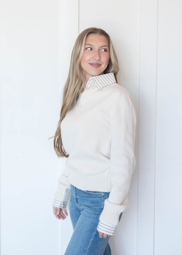 azra mixed media sweater