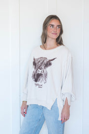 highland cow graphic camden pullover