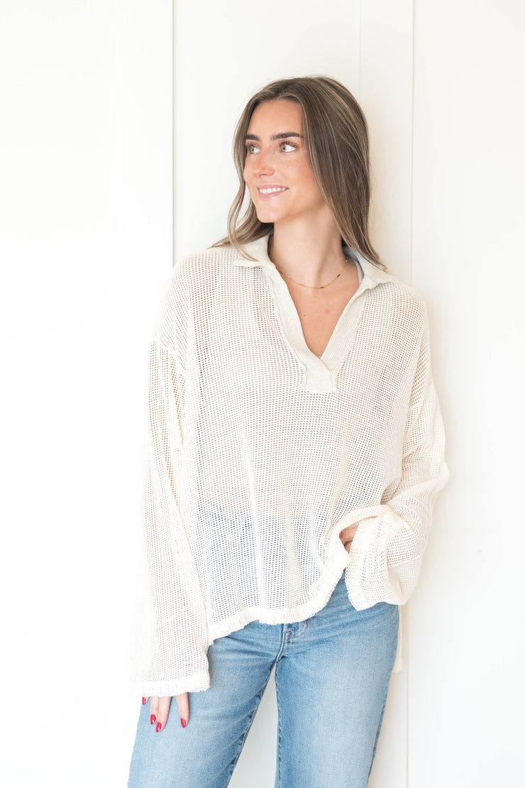 sorais collared mesh pullover