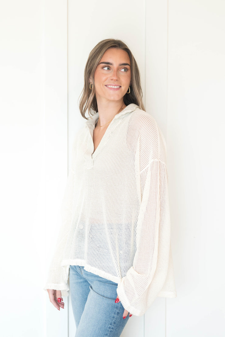 sorais collared mesh pullover