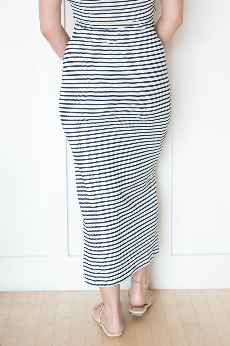 ainslie stripe midi skirt