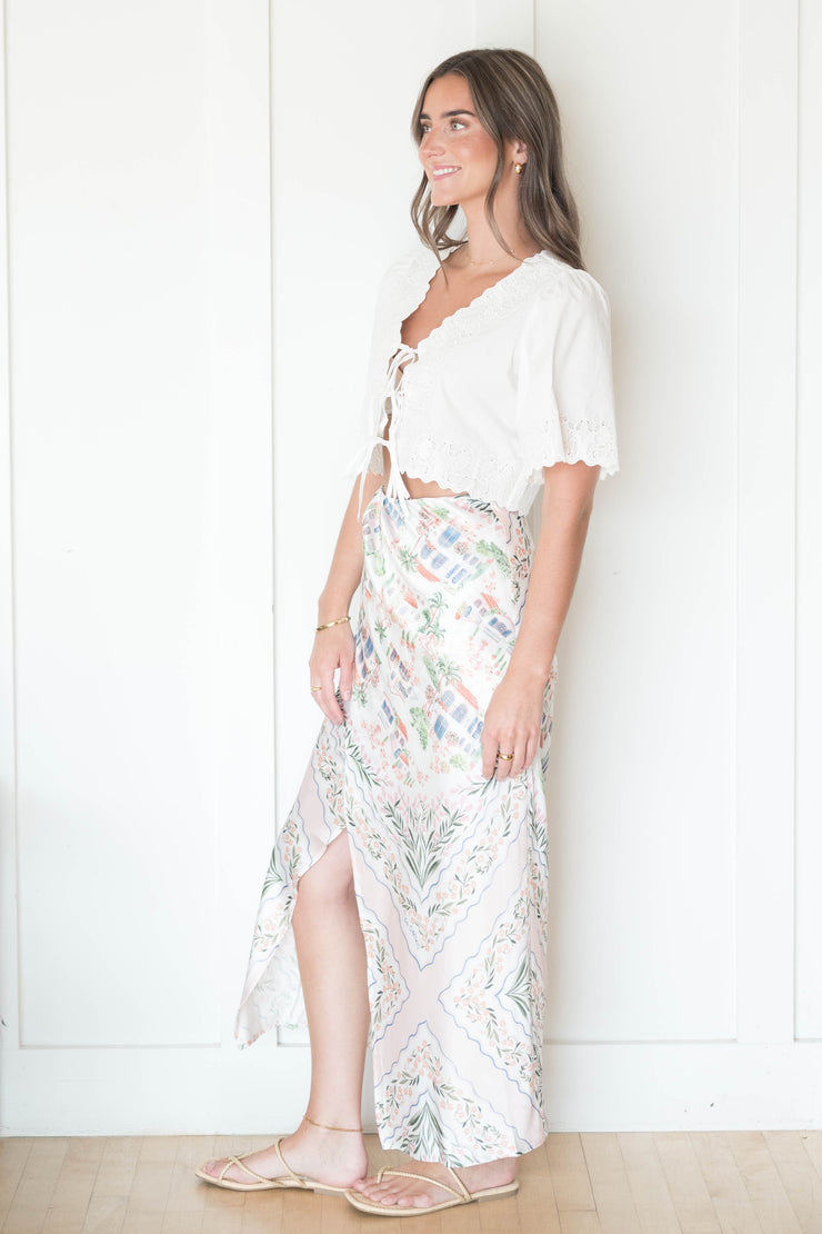 alaia satin midi skirt