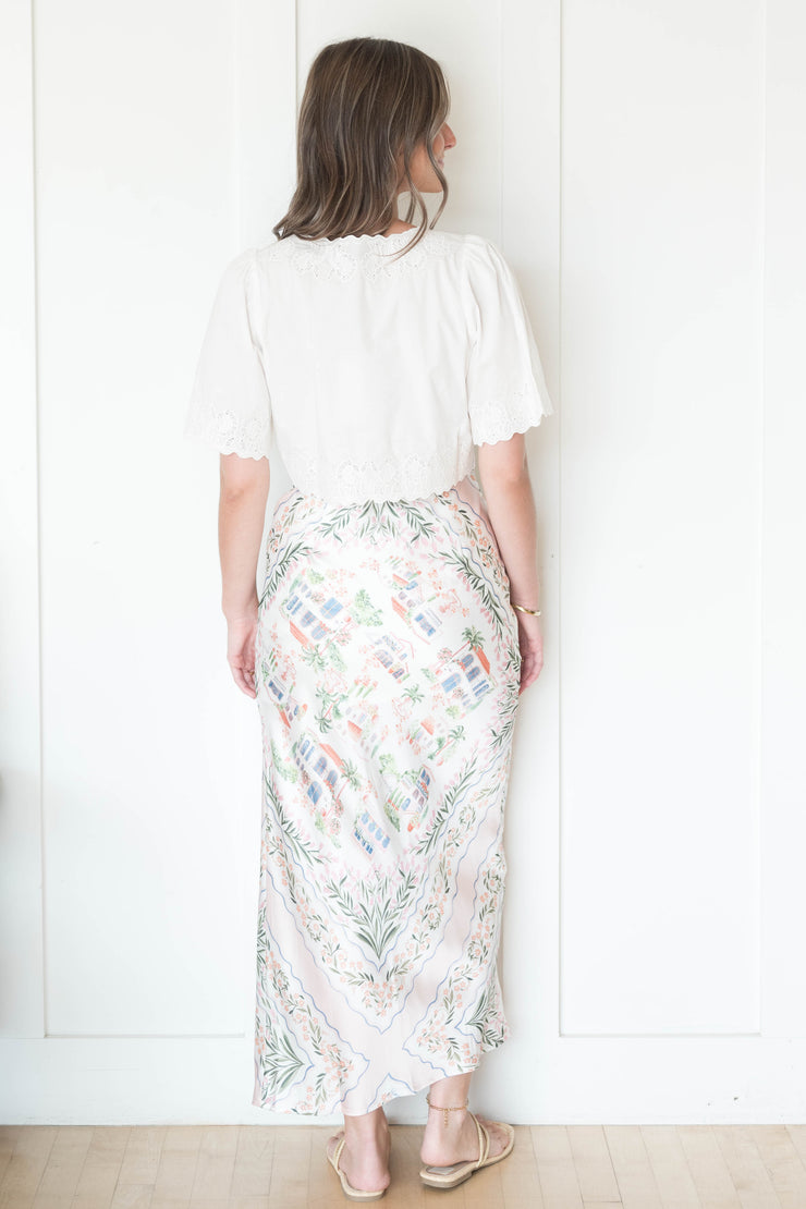 alaia satin midi skirt