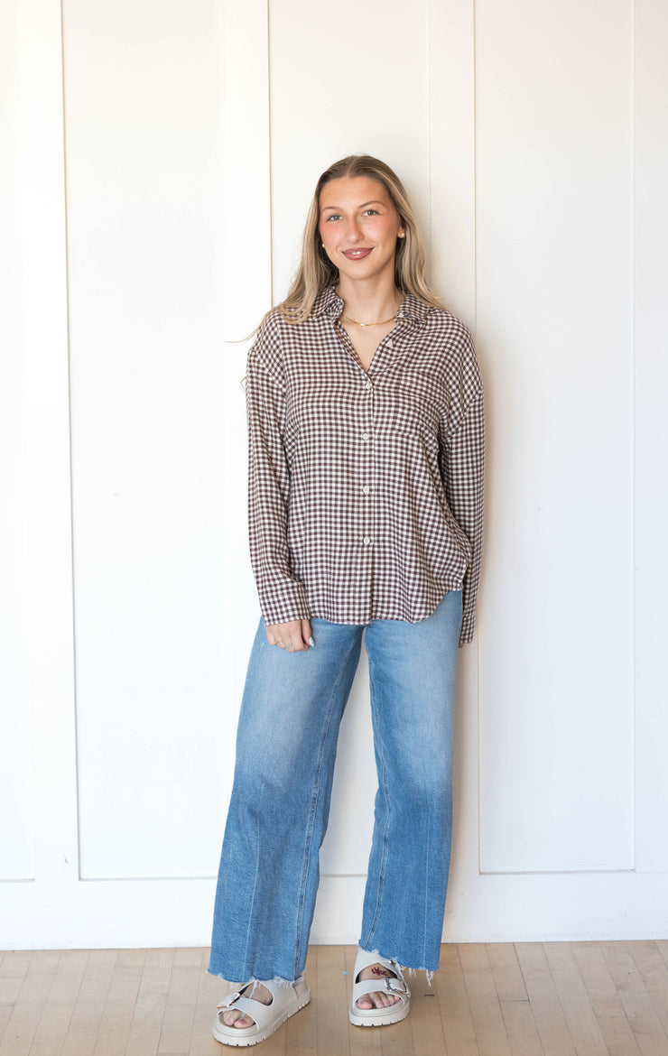 river plaid button up