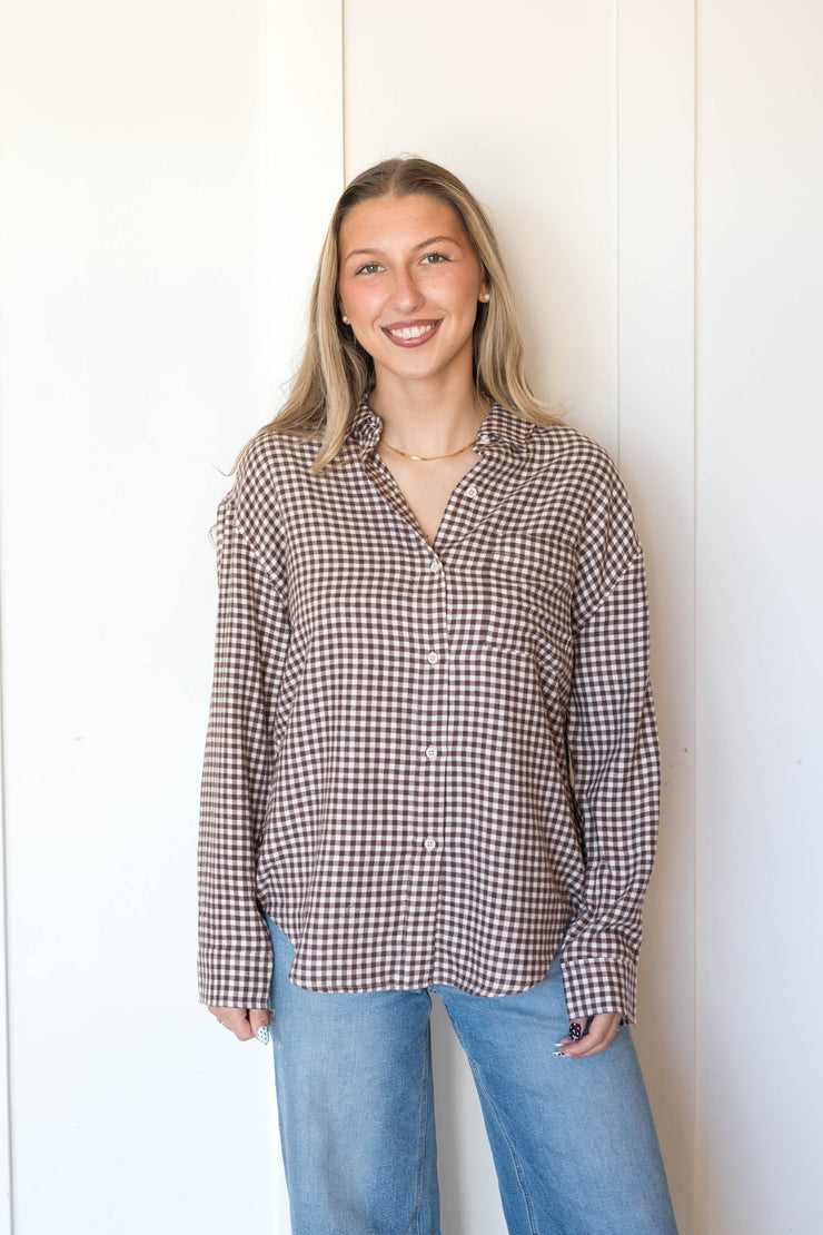 river plaid button up