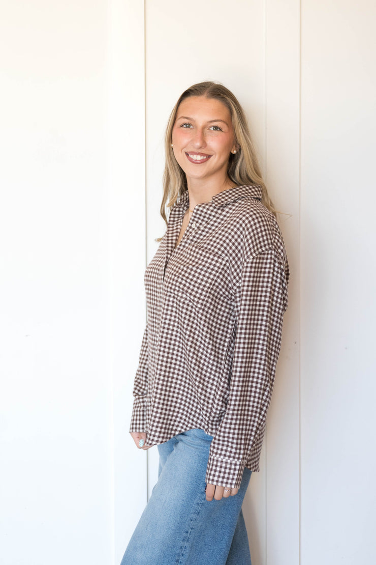 river plaid button up