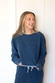 circuit knit denim sweatshirt