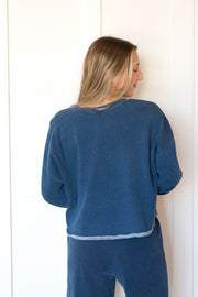 circuit knit denim sweatshirt