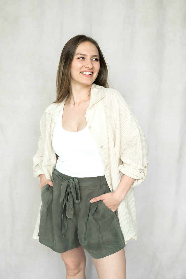 angel stripe linen top
