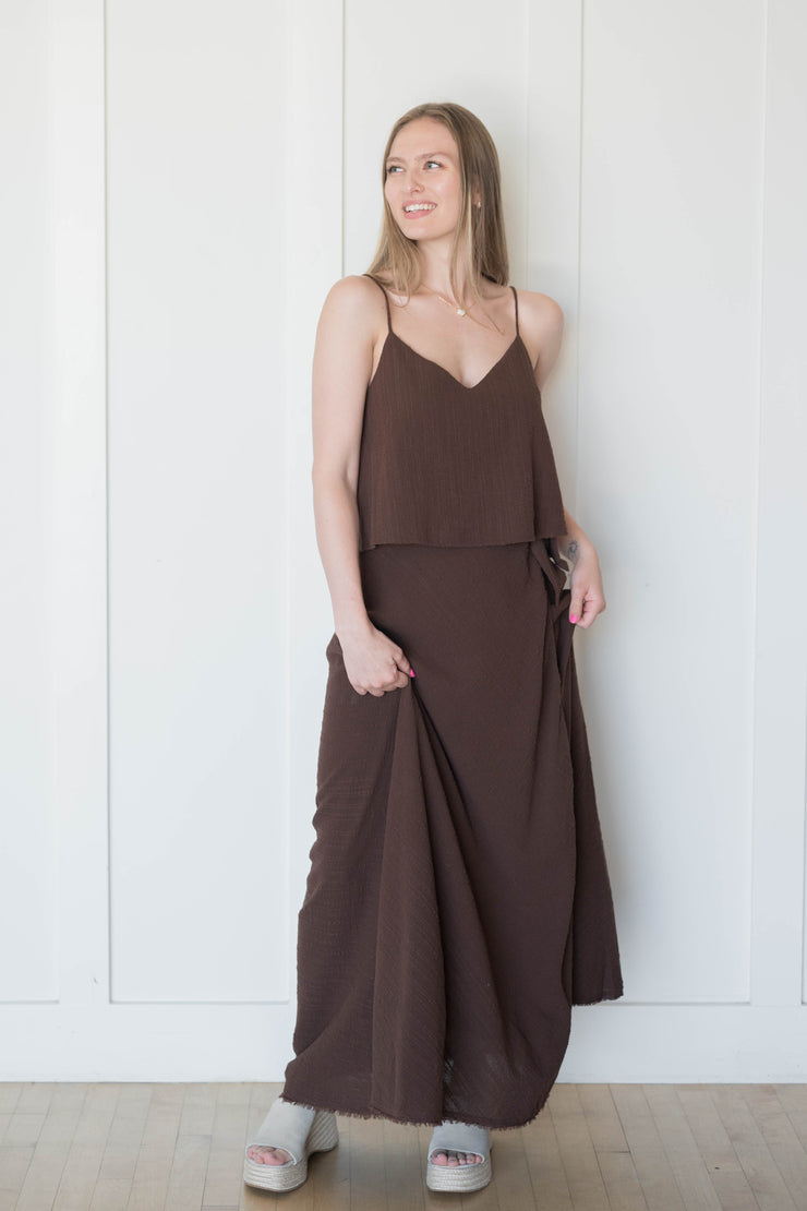 salerno wrap midi skirt