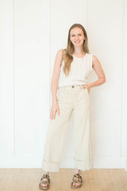 maya cuffed hem wide leg pants