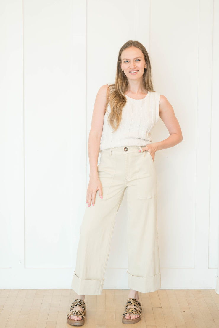 maya cuffed hem wide leg pants