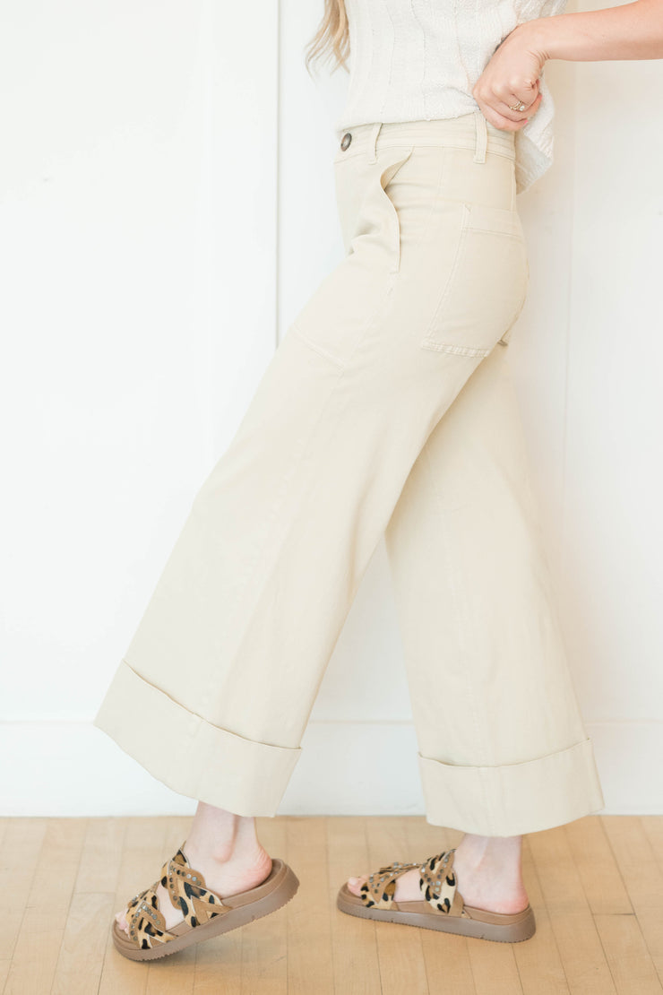 maya cuffed hem wide leg pants