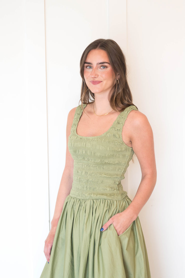 alessia smocked drop waist dress