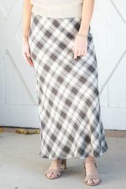 europa plaid midi skirt