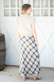 europa plaid midi skirt
