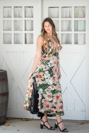 floral + lace maxi dress