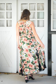 floral + lace maxi dress