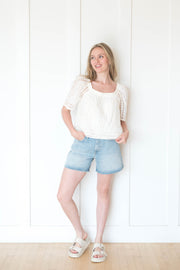 sammy eyelet square neck top