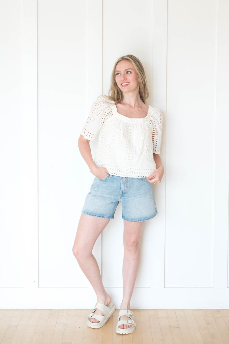sammy eyelet square neck top