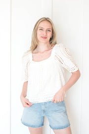 sammy eyelet square neck top