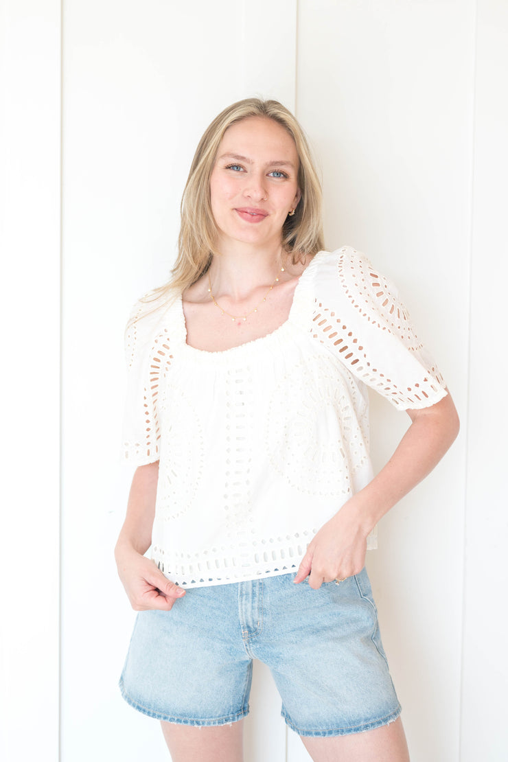 sammy eyelet square neck top