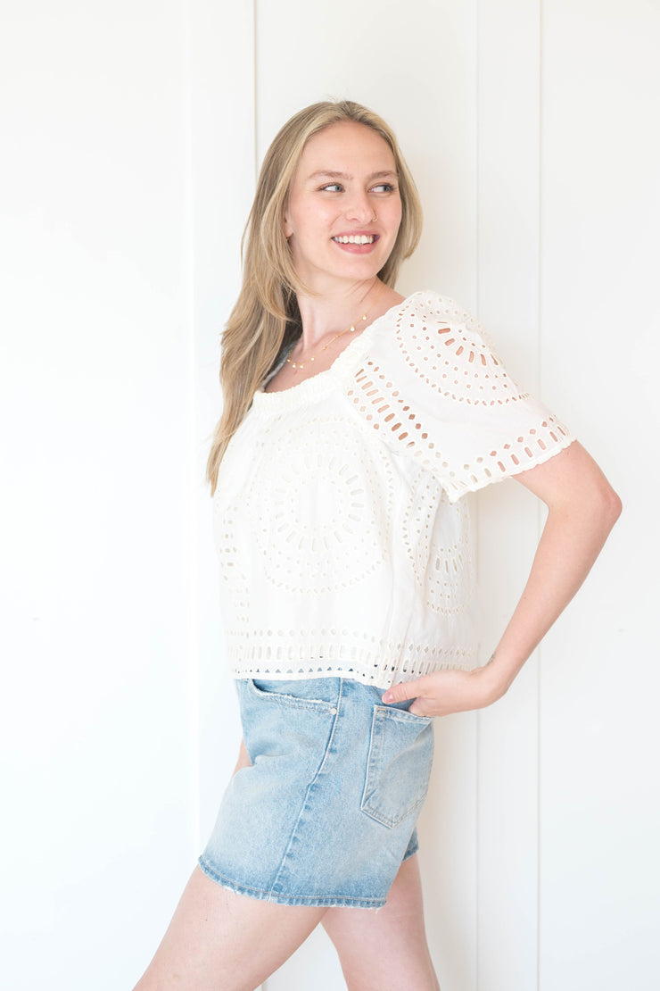 sammy eyelet square neck top