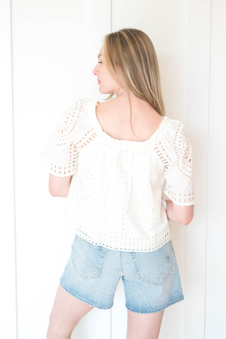 sammy eyelet square neck top