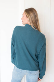 damas multi button cozy mock neck