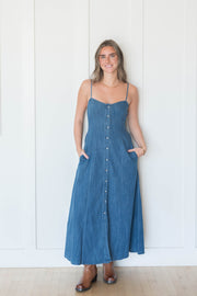 angel eyes denim midi dress