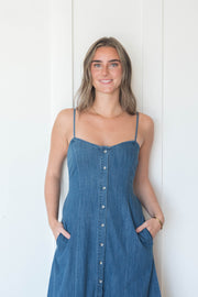 angel eyes denim midi dress