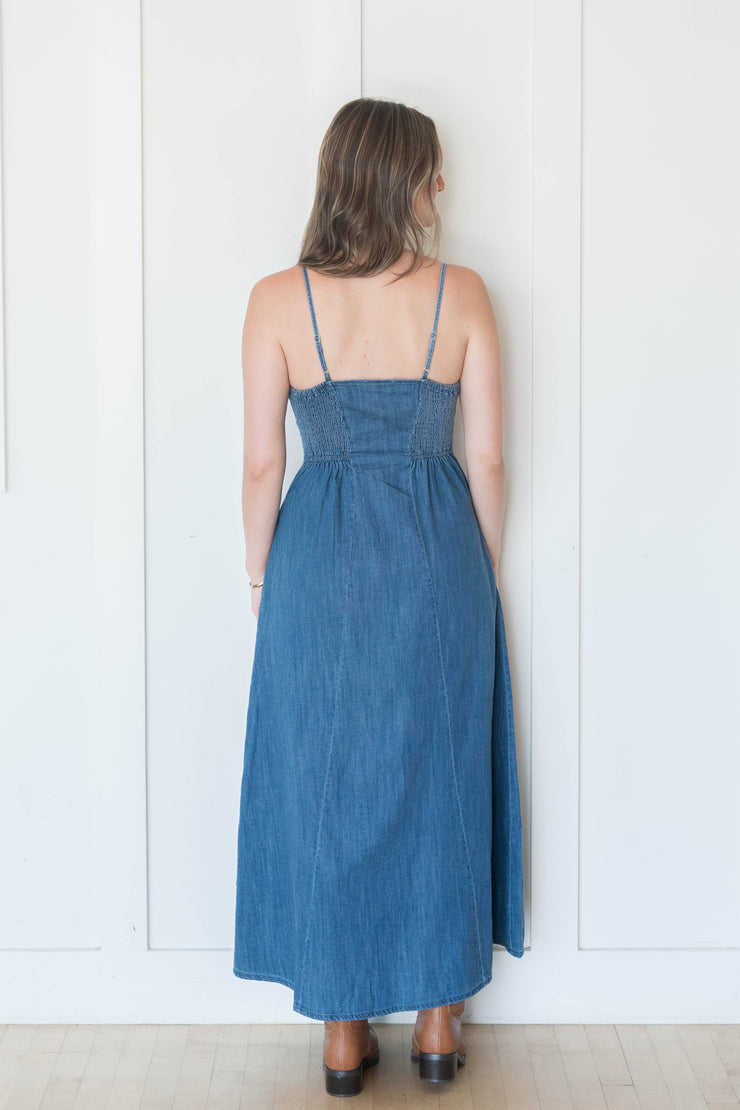 angel eyes denim midi dress