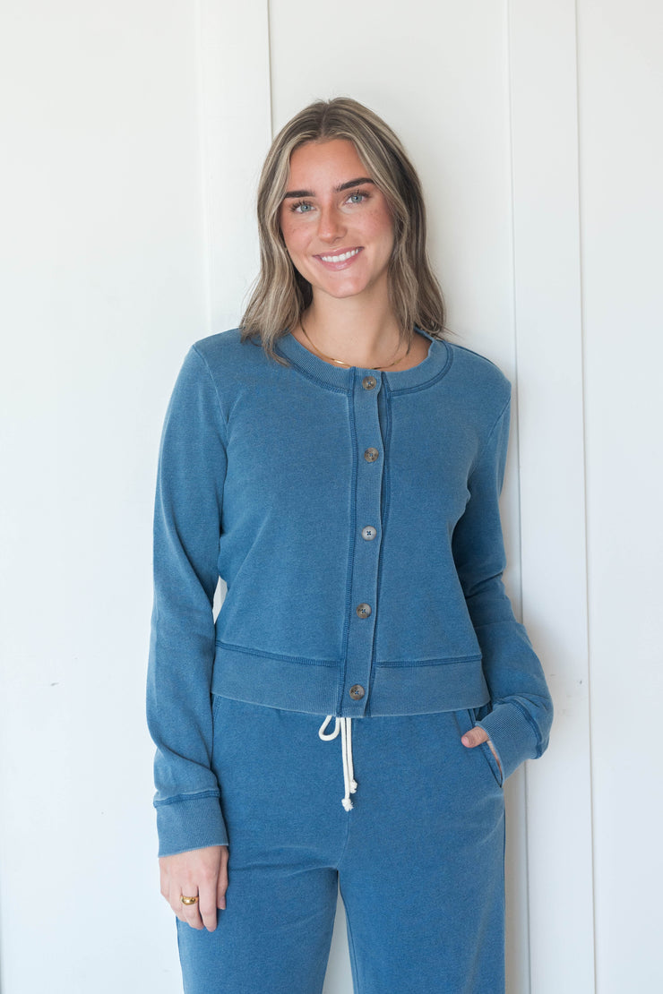 daily knit denim cardigan
