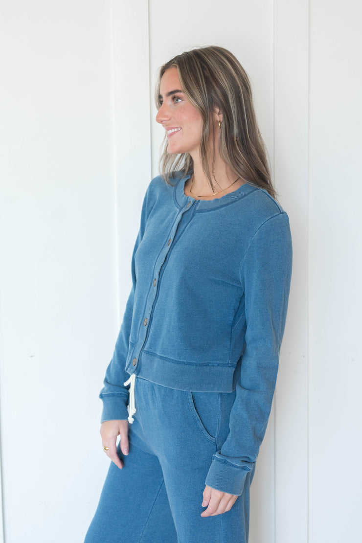 daily knit denim cardigan